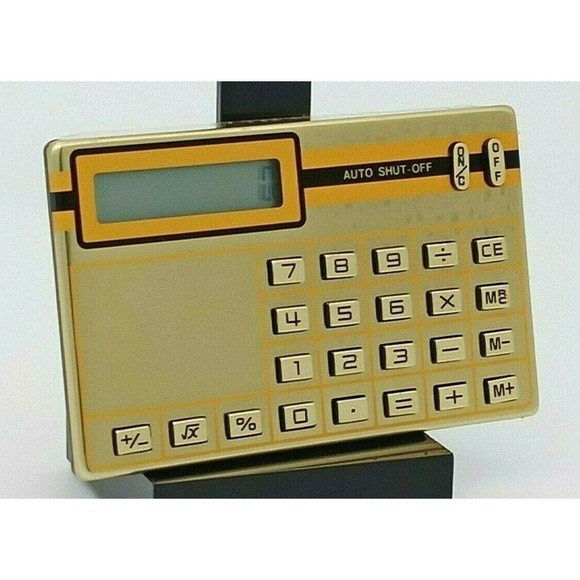 Pocket Calculator Gold Tone SCEPTRE SL-110 Engravable Slim Malaysia Vintage - Picture 1 of 12